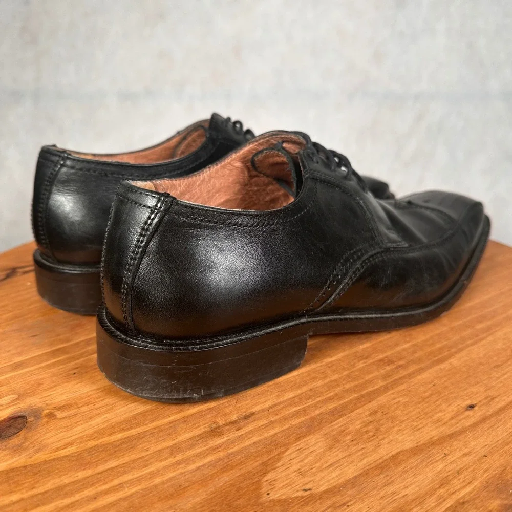 Joseph Abboud Oxford Shoes Mens 9.5 Black Good Wingtip Brogue Square Toe Leather